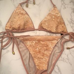 Pink sequined two piece